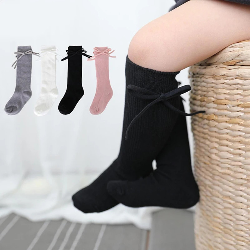 Baby girl clothing Christmas cotton ribbed childrens knee high socks bow n childrens socks 0-10 years 241118