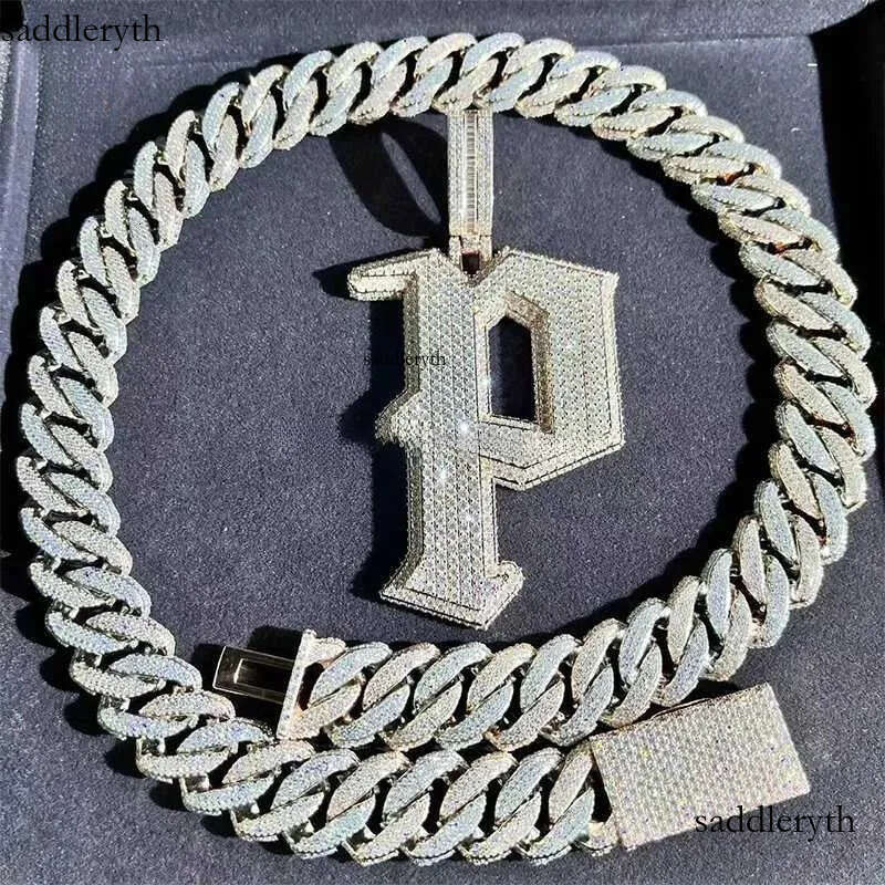 Customization Hip hop k Necklace White Gold Plated Iced Out Moissanite Dia Cuban Chain 3a
