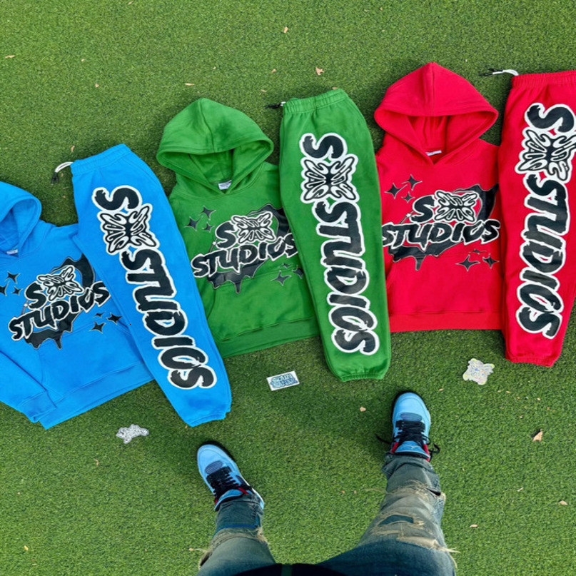 Harajuku Style Set Letter Print Hoodies Women Sweatpants Y2k Tops Tracksuit Men Pants Streetwear Gothic Clothing 250305