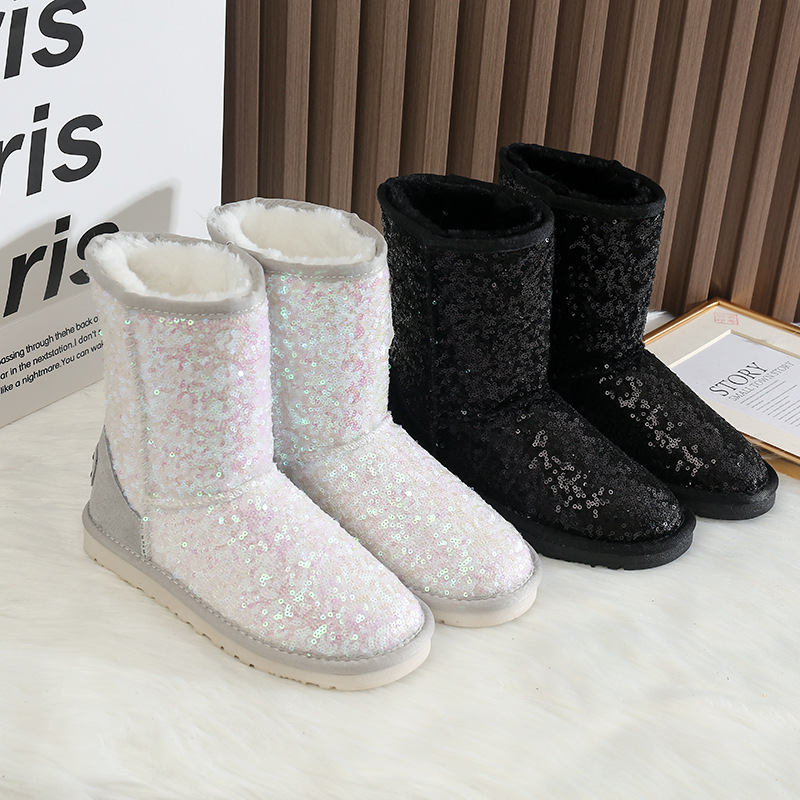 CE designer shoes Free shipping oxhide affordable luxury Winter anti slip snow boots with thick plush cotton shoes Natural white