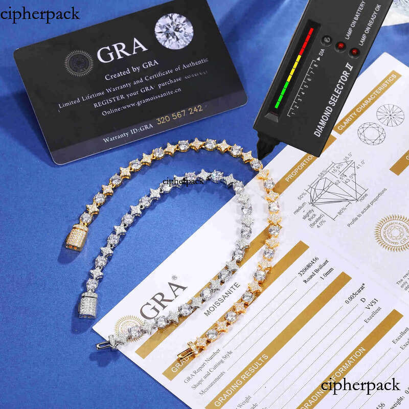 Birthday Valentine Jewelry 6mm White Gold Sterling Sier VVS Moissanite Dia Iced Out Star Tennis Bracelet For Women Men