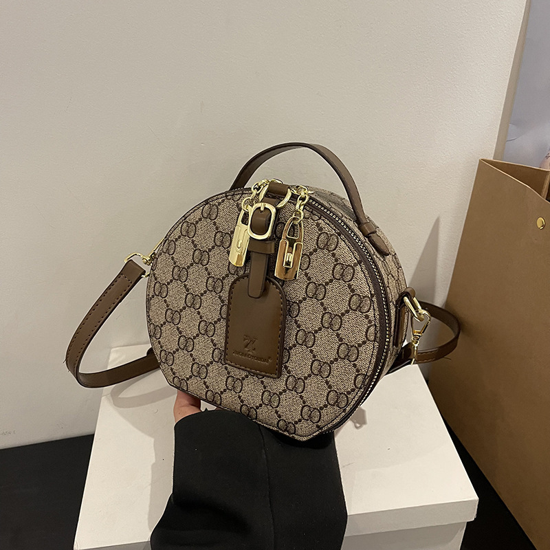 designer bag Floral Handbag New Handheld Small Round Printed Shoulder Crossbody Bag