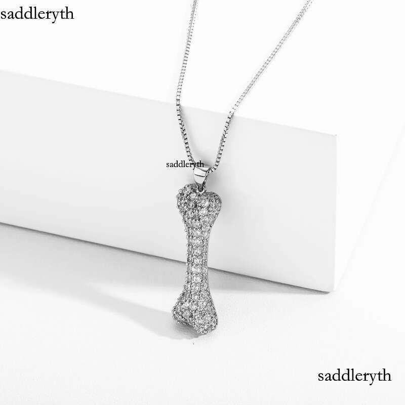 Mens Hip Hop Necklace Jewelry Sier Iced Out Bone Pendant Necklaces e7 d0 75