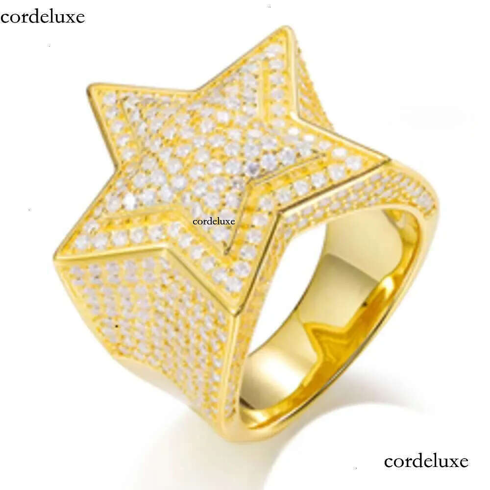 VVS Moissanite Dia Star Ring With GRA CertificateHiphop Men Women Fine Jewelry Iced Out Gold Plated Sterg Sier 4a