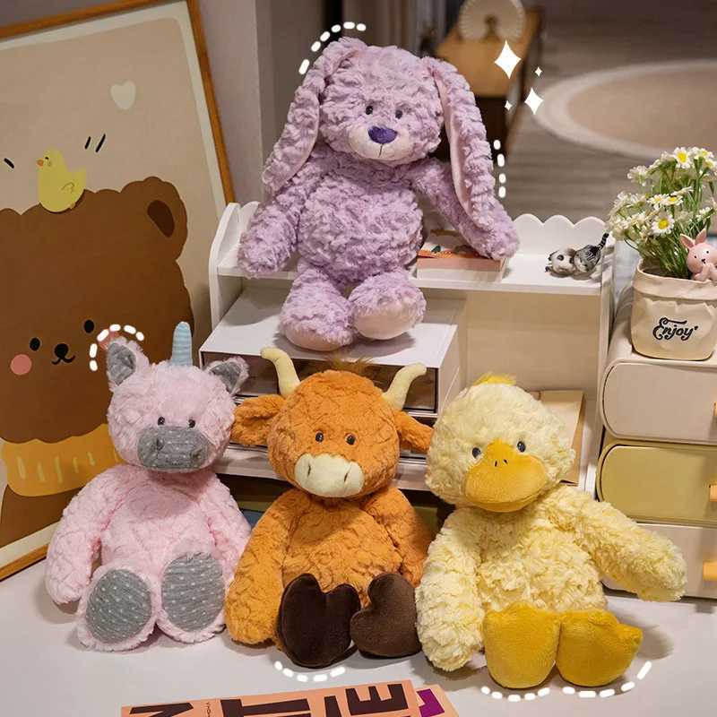 Healing Accompanies Sleep Fluffy Scottish High Land Cow Purple Rabbit Cute Pink Yellow Duck Soft Dolls Home Decor Gifts C250925
