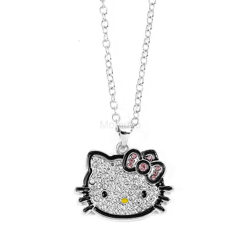 Sanrio Cartoon Anime Hello Kitty Rhinestone Pendant Necklace Cute Girl Sweet and Fashionable Collarbone Chain L250925