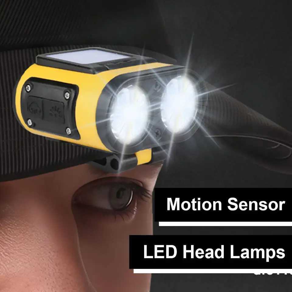 Led Headlamp With Digital Display Headlights Mini Rechargeable Headlight Smart Usbc Portable Motion Sensor Clip On Super Bright J250925