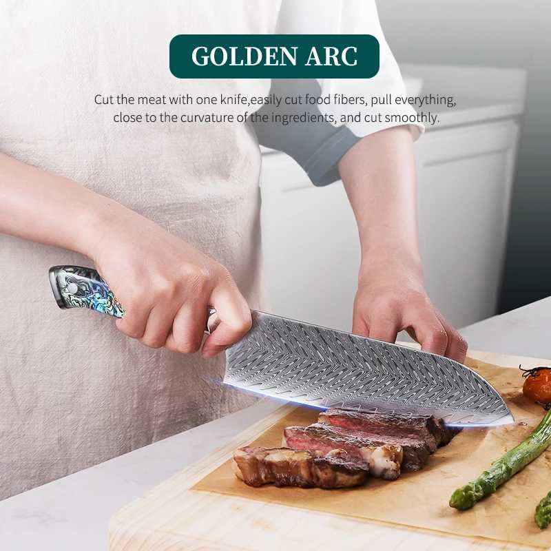 Kitchen knives FINDKING Gorgeous Series 67 Layers Damascus Steel 7 inch Santoku Knife Abalone Shell Handle Japanese Kitchen Chef Knife F250925