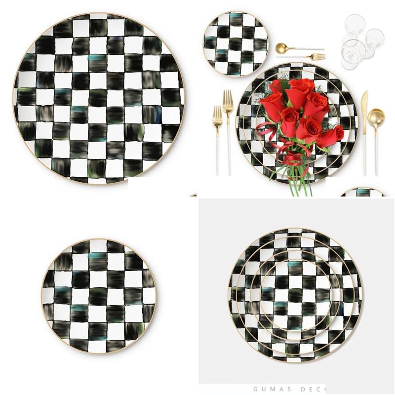 Dishes Plates Export Black And White Pork Ribs Porcelain Plate Dessert Christmas Tableware Set Ceramic Drop Delivery Home Garden Ki Ot8Mr S251010