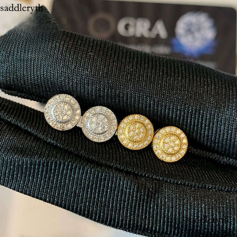 Hiphop style passed dia test wer shape round cut VVS DEF sterg sier women men moissanite earring 3b