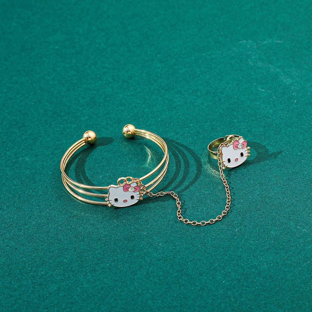 Sanrio cartoon Stitch Hello KitTY Bangle Ring Combo Cute Alloy Jewelry STYlish Anime Bracelet Ring Gift for Fans L250925