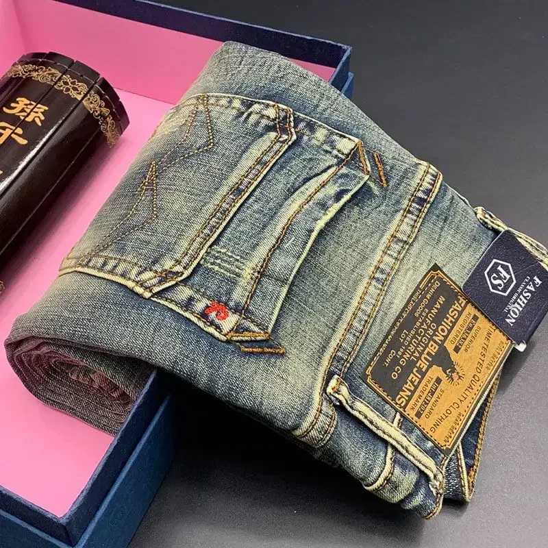 Mens Jeans Washed Skinny Man Cowboy Pants Retro Trousers Slim Fit High Quality Tight Pipe Korean Style Xs Y2k Vintage Stacked W250925