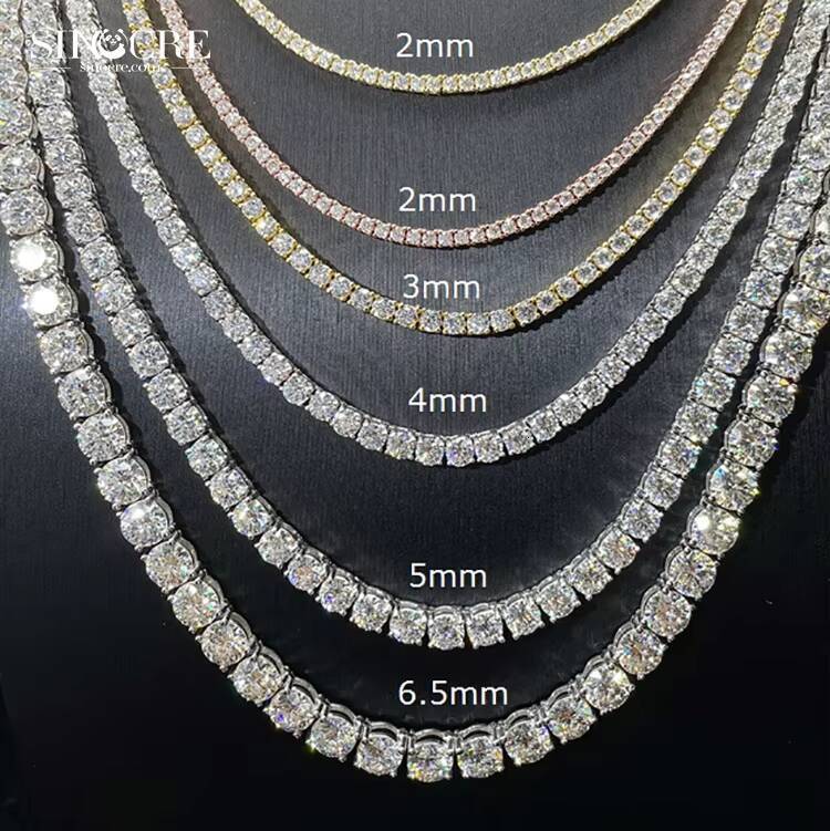 3Mm Tennis Necklace Moissanite MultifunMoissaniteional Sinocre HipHop Women