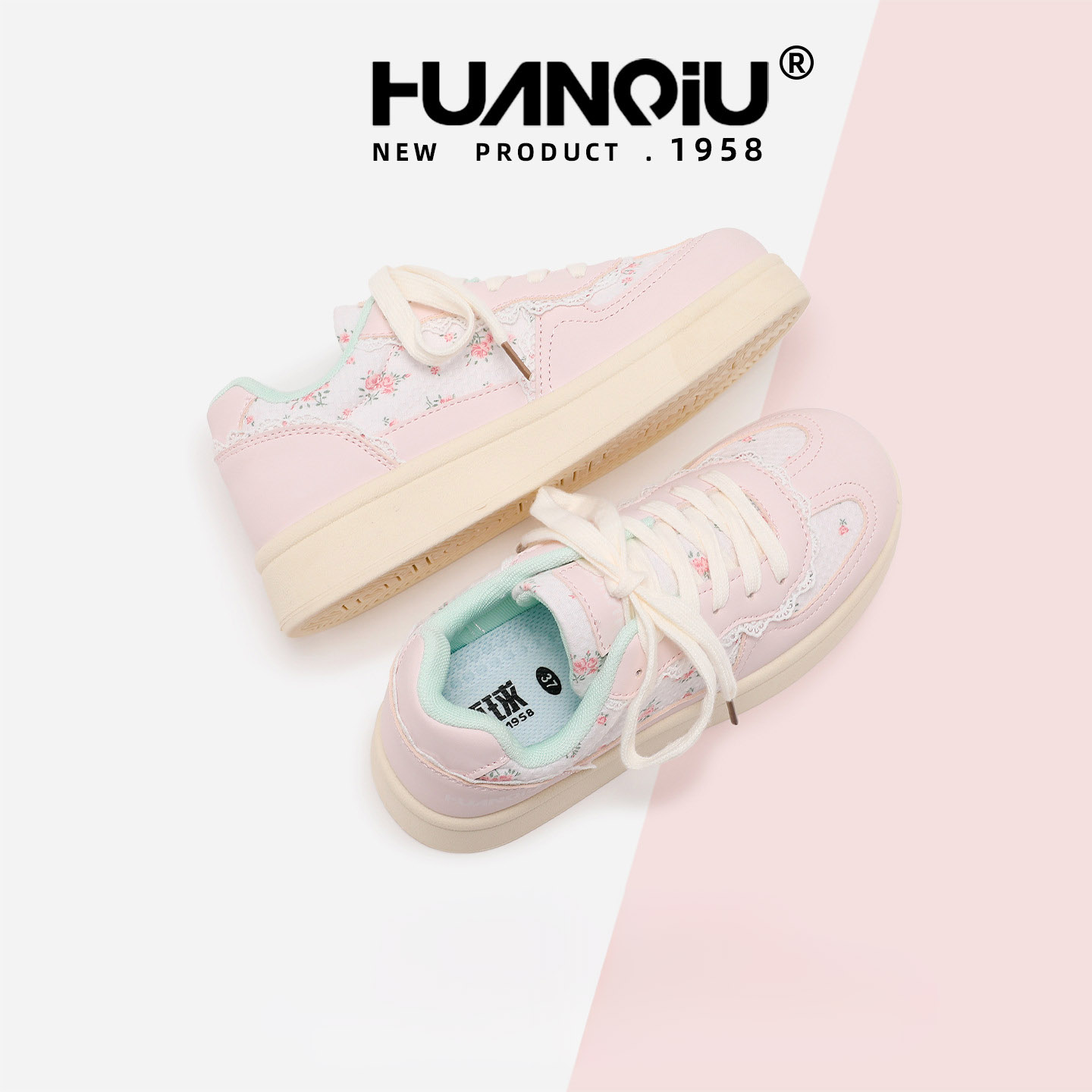 HUAN QIU Free shipping Designer Casual Shoes Board shoes women shoes breathable casual small floral board shoes versatile board shoes