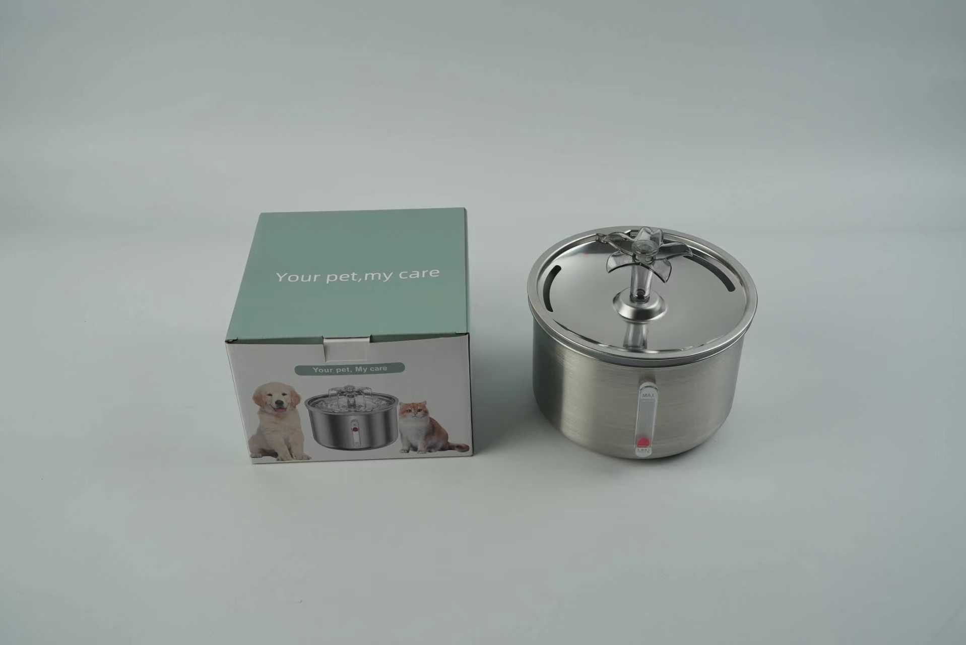 2L Stainless Steel Cat Drinker Dog Drinking Bowl Auto Pet Drinker Bowl Cat Water Fountain 5V USB Powered