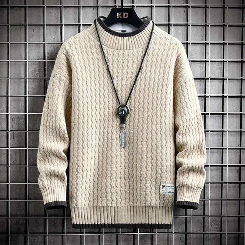 clothing mens loose pull mens slim fashion knitted sweater mens thick pull Homme retro striped sweater 4XL 240930