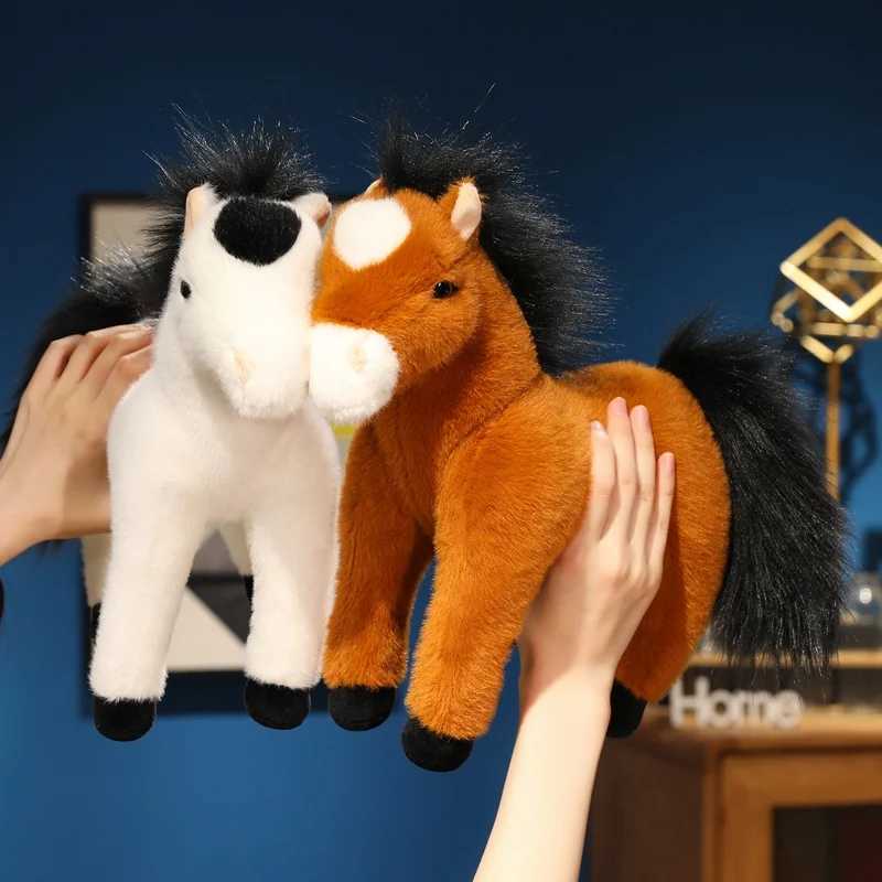 1Pc 30CM Simulation Horse Plush Toys Lovely Hairy Horse Dolls Stuffed Soft Animal Pillow Mascot Toy Shooting Props C250925