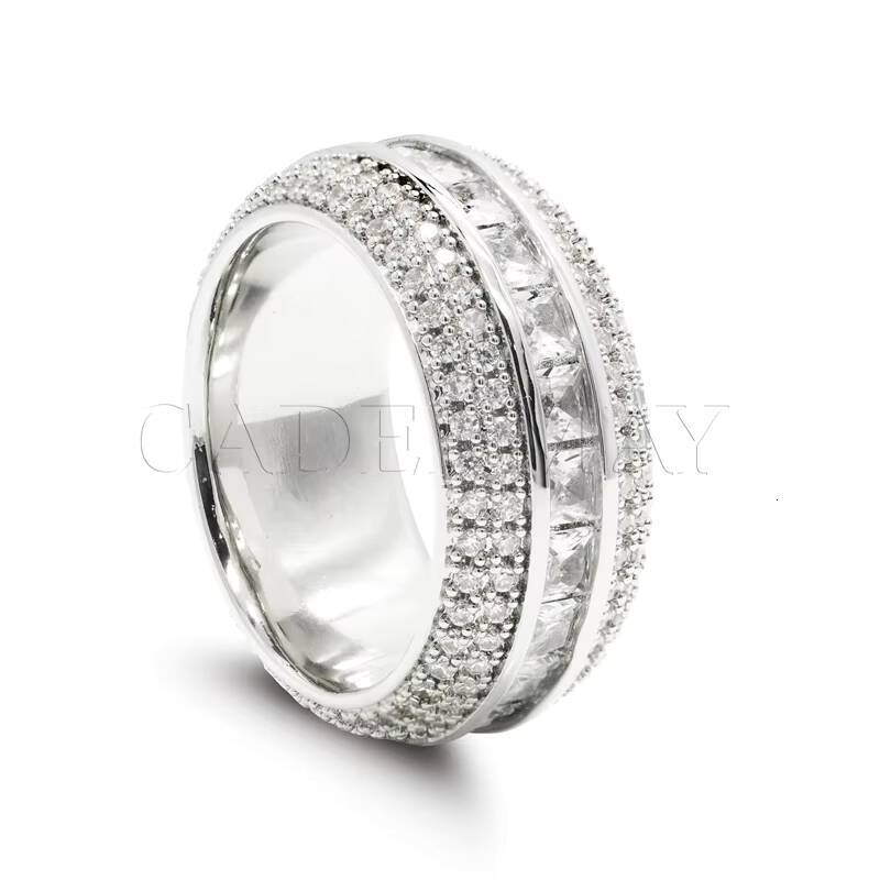 Hip Hop Jewelry 925 Sterling Silver Pave VVS Moissanite Diamond Multi Layer Iced Out Wedding Ring for Men