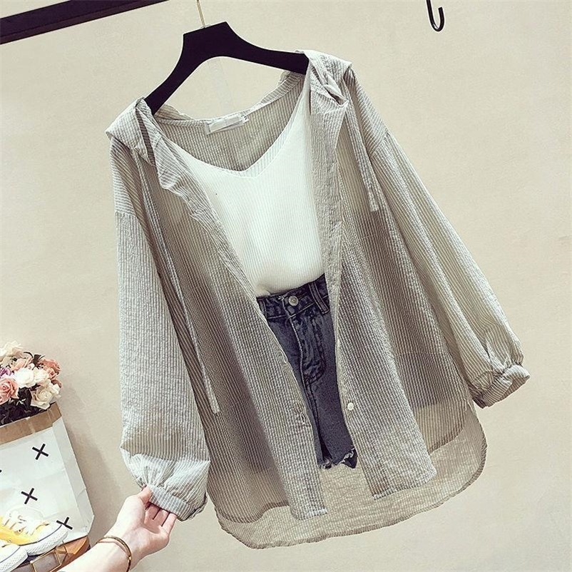 Women's Jackets Women Summer Hooded Sun Protection Clothing Female Casual Loose Wild Thin Coat Ladies Anti-UV Breathable Tops 230417