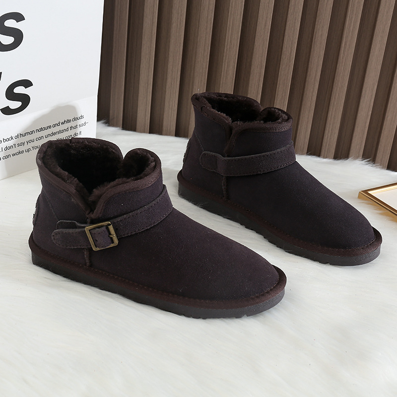 CE designer shoes Free shipping oxhide affordable luxury Winter anti slip snow boots with thick plush cotton shoes Premium