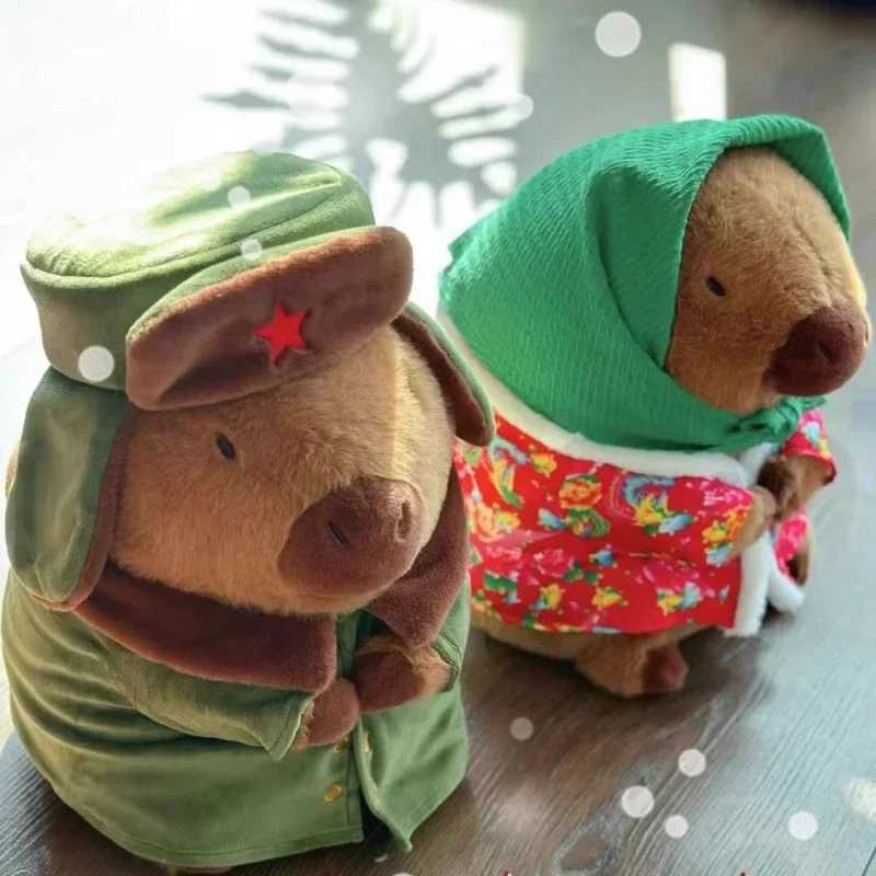 25cm984in Kapibala Capybara Plushie Toy Jacket Military Overcoat Pillow Doll Plush Cute Ornaments Cartoon Valentines Gift C250925