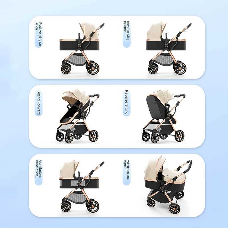 Baby Stroller High Landscape Can Sit and Lie Down Lightweight Folding Twoway Newborn Baby Stroller Folding Sleeping Basket Z250924