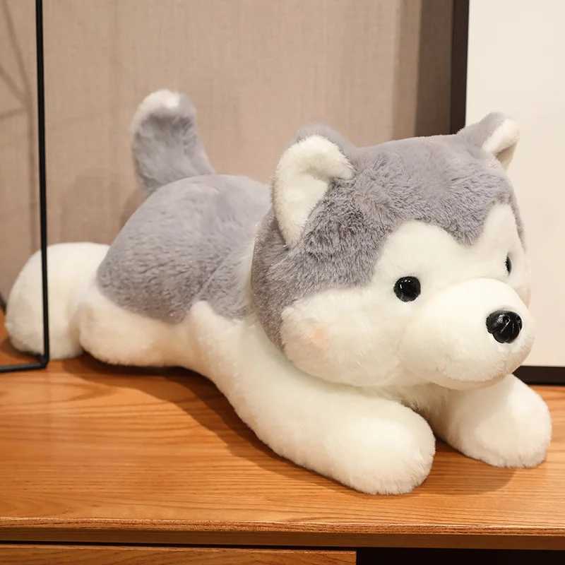 3040CM Cute Husky Dog Plush Toy Stuffed Animal Soft Kawaii Lying Brown Pet Puppy Pillow Doll Toys for Xmas Gift C250925