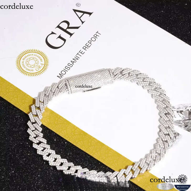 Lowest Price 8mm-15mm Wide 2rows Dia S Sier Gold Plated Iced Out Moissanite Bracelet for Hip hop Mens f2