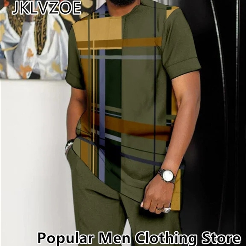 Summer Tracksuit for Men Short Sleeve T ShirtLong Pants 2 Piece Set Man Oversized Clothes Joogers Outfit 3D Print Trousers Suit 240106