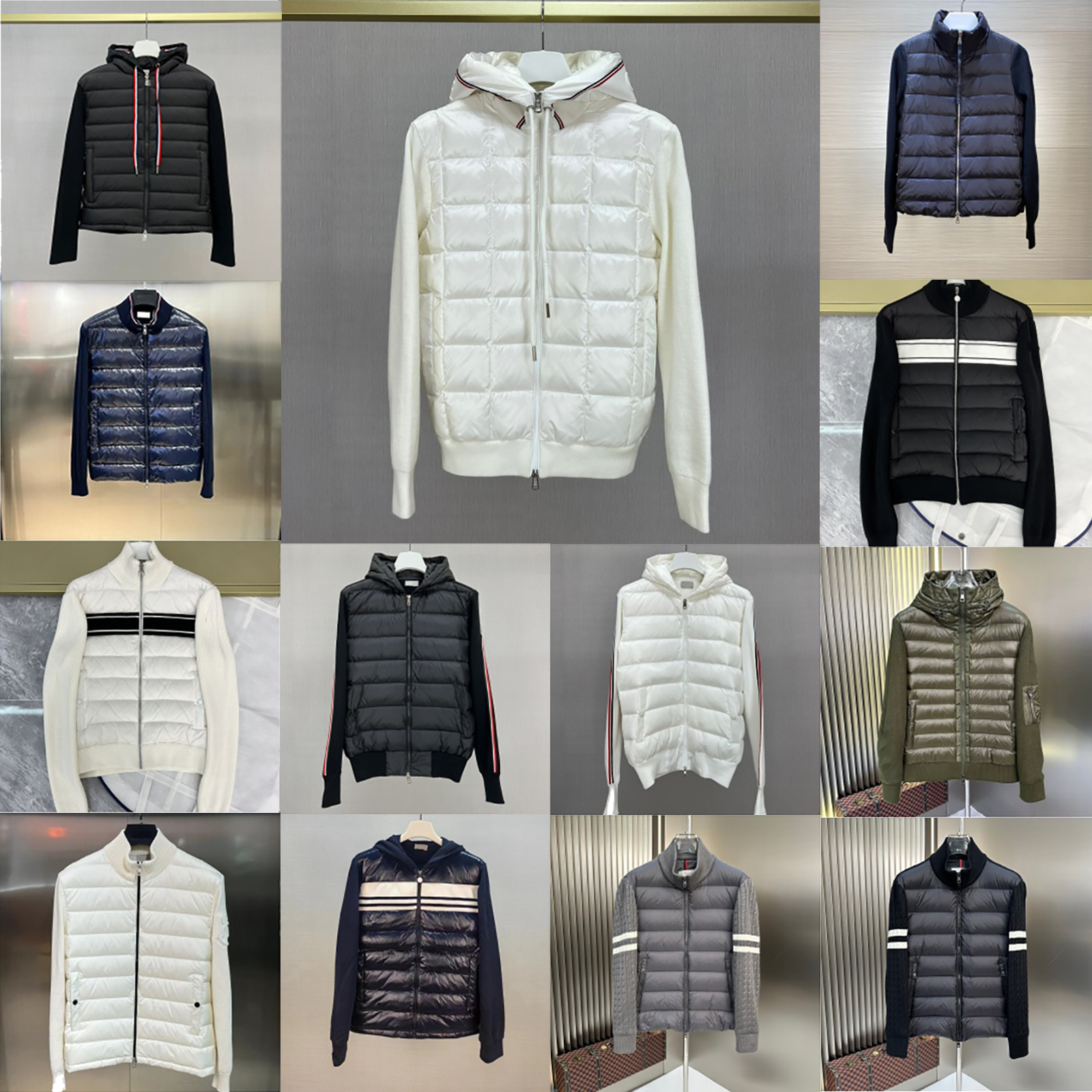 Mon clcer mens knit jacket designer cardigan high quality puffer jacket fashion splicing knitted sleeve cardigan men down parkas classic designer puffer Coat