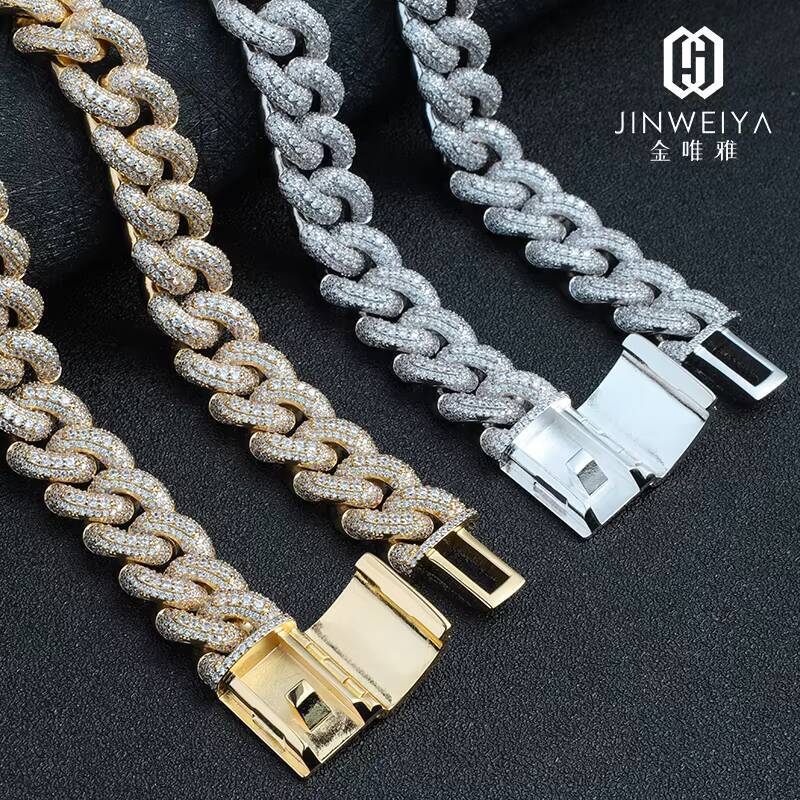 FaMoissaniteory Customized Trendization 925 Silver Miami Cuban Link Chain 18mm24 Inch Moissanite Necklace