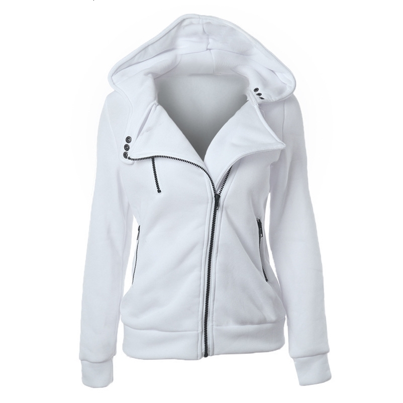 Casual Autumn Winter Women Sweatshirts White Plus Size Zipper Front Harajuku Slim Womens Jackets and Coats Hooded Hoodies 201126