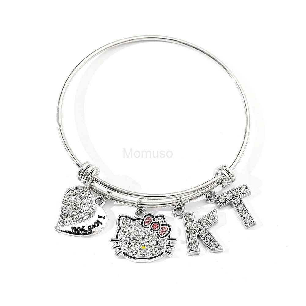 Sanrio Hello Kitty Charms Adjustable Bracelet Kit Cat Friendship Jewelry for Women And Girls I Love You Valentines Day Gift L250925