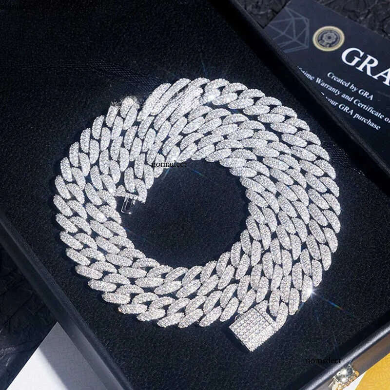 10mm S Sier Iced Out Necklace For Women Men Jewelry Pass Tester Moissanite Miami Link Chain Necklaces GRA 58