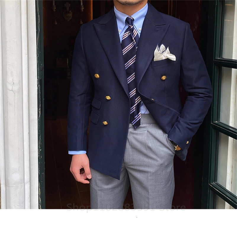 British Daily Only Jacket Men Blazer Slim Suit Blazer Homme Solid Color Masculino Fashion Suit Double Breasted Casual Trendy 250603