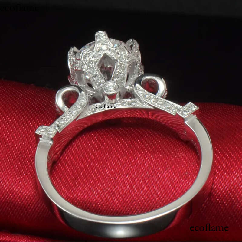 Victoria Wieck Jewelry Solitaire Sterling sier White sapphire Simulated Dia Wedding Engagement Crown Band Rings Size 4-10