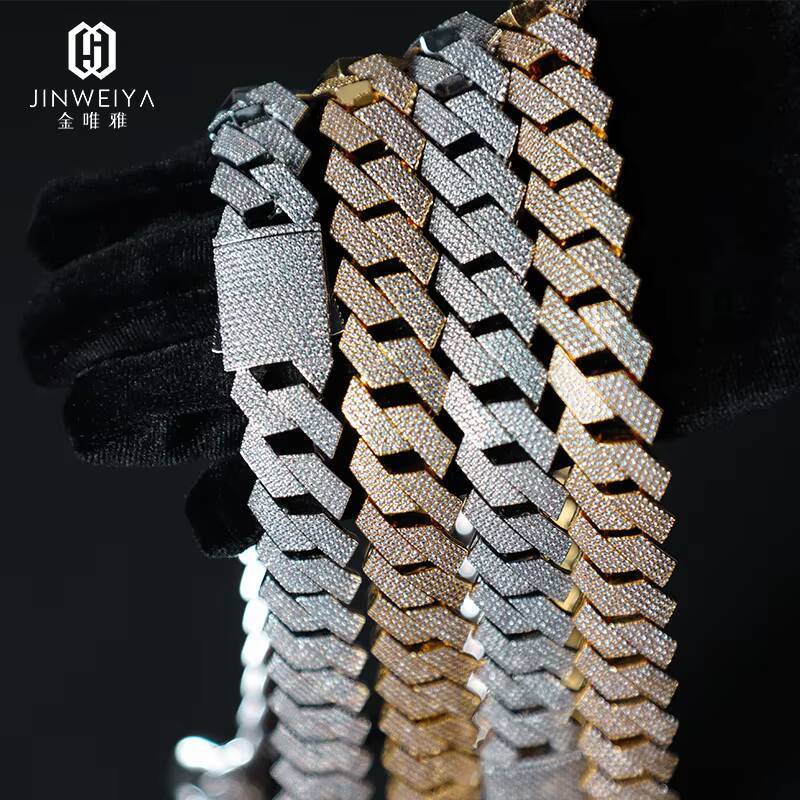 Mens Gold Plated Miami Cuban Chain Bracelet 4 Row Iced Out Moissaniteia Link Fashion Rock Rapper Jewelry Hip Hop Style