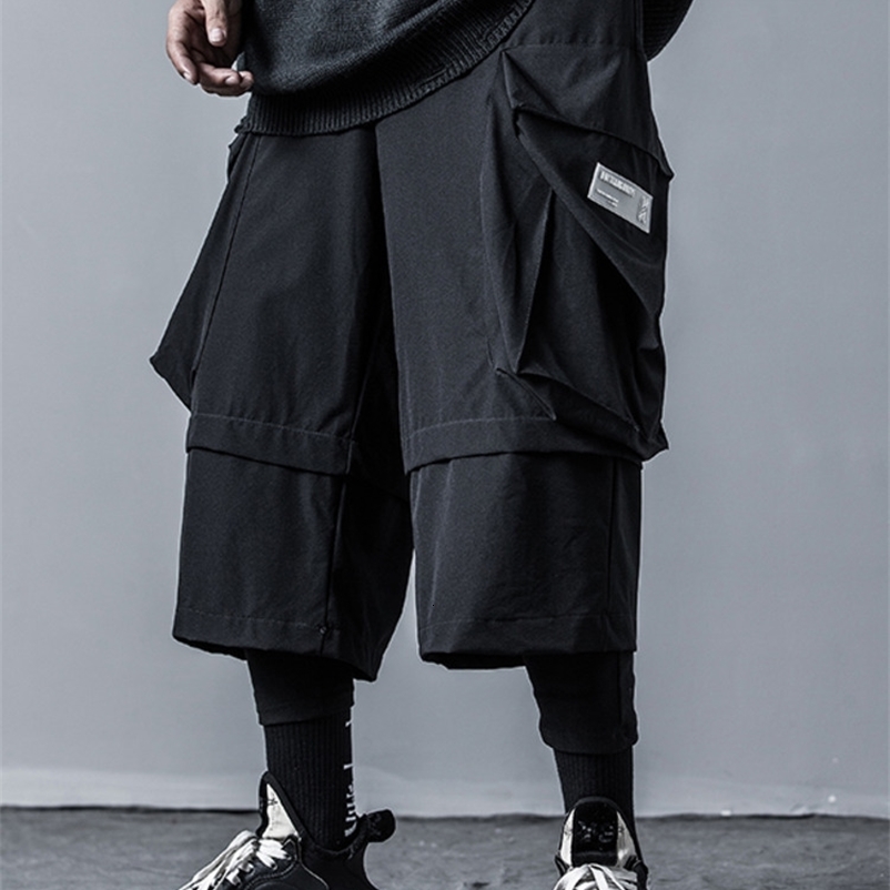 Men's Shorts PFNW Techwear Spliced Shorts Men's Dark Style Street Clothing Elastic Waist Ultra Thin Pants Autumn Black Culotes Men's 12