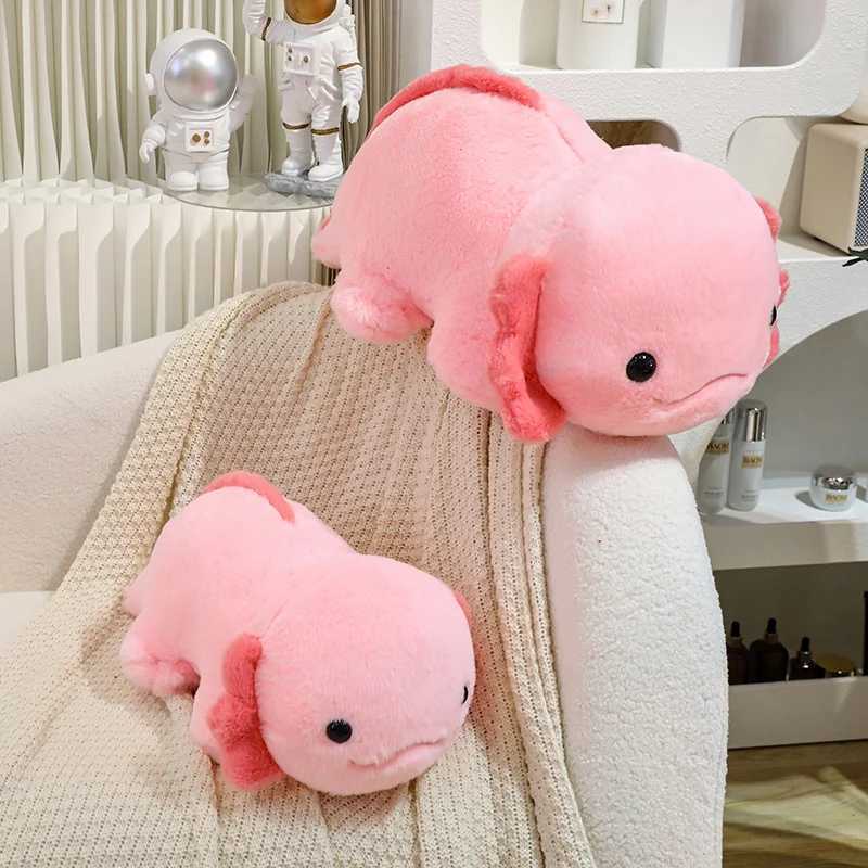 45cm60cm Cute Pink Newt Plush Toy Stuffed Kawaii Axolotl Salamander Fuzzy Long Plush Fish Appeasing Pillow Cushion Kids Gift C250925