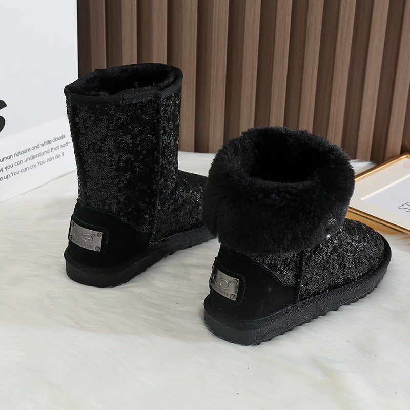 CE designer shoes Free shipping oxhide affordable luxury Winter anti slip snow boots with thick plush cotton shoes Natural white