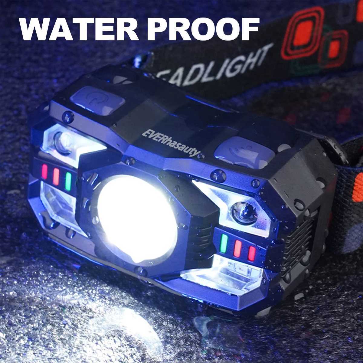 Rechargeable motion sensor headlamp Led Flashlight Work Mini Headlamps Usb Portable Outdoor For Camping Light Running flashlight J250925