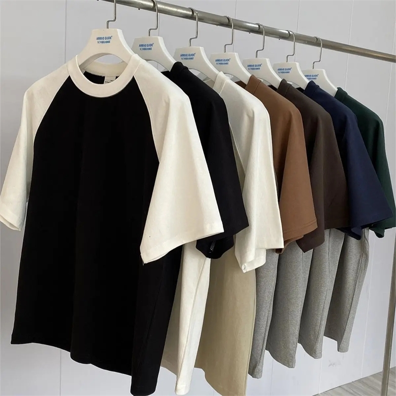 Summer 300 Gsm Oversize T-shirts For Men Clothing Fashion Short Sleeve Tee Heavyweight 100% Cotton Unisex Women Tops Plain Shirt 240117