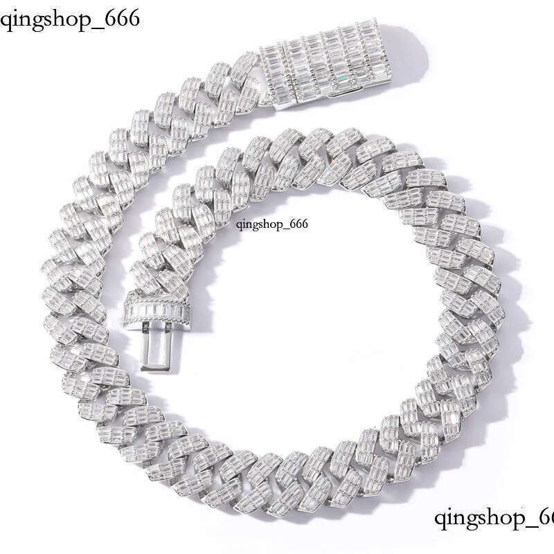 moissanite iced out cuban k chain Hip Hop Fine Jewelry Baguette Dia Men Necklace Sterg Sier Fully Vvs Moissanite designer jewelry
