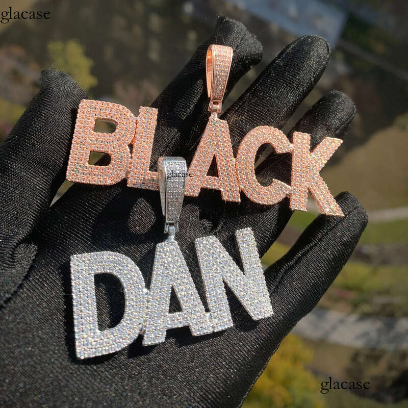 Hip Hop Custom A-Z Letters 0-9 Numbers Pendant Necklace 3 Rows 5A Zircons Men Women Jewelry Gift