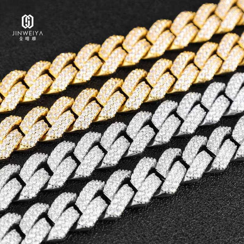 Hip Hop 16mm VVS Moissanite Iced Out Diamond 925 Sterling Silver Men Necklace Gold Chain Miami Cuban Link Chain