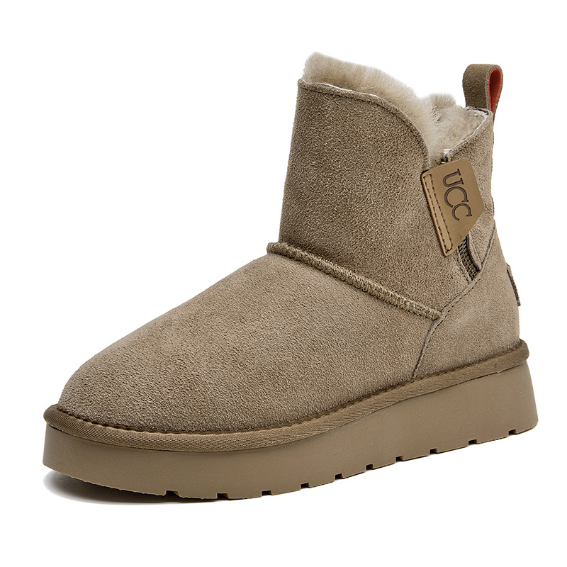 CE designer shoes Free shipping oxhide affordable luxury Winter anti slip snow boots with thick plush cotton shoes Pure yellow plain