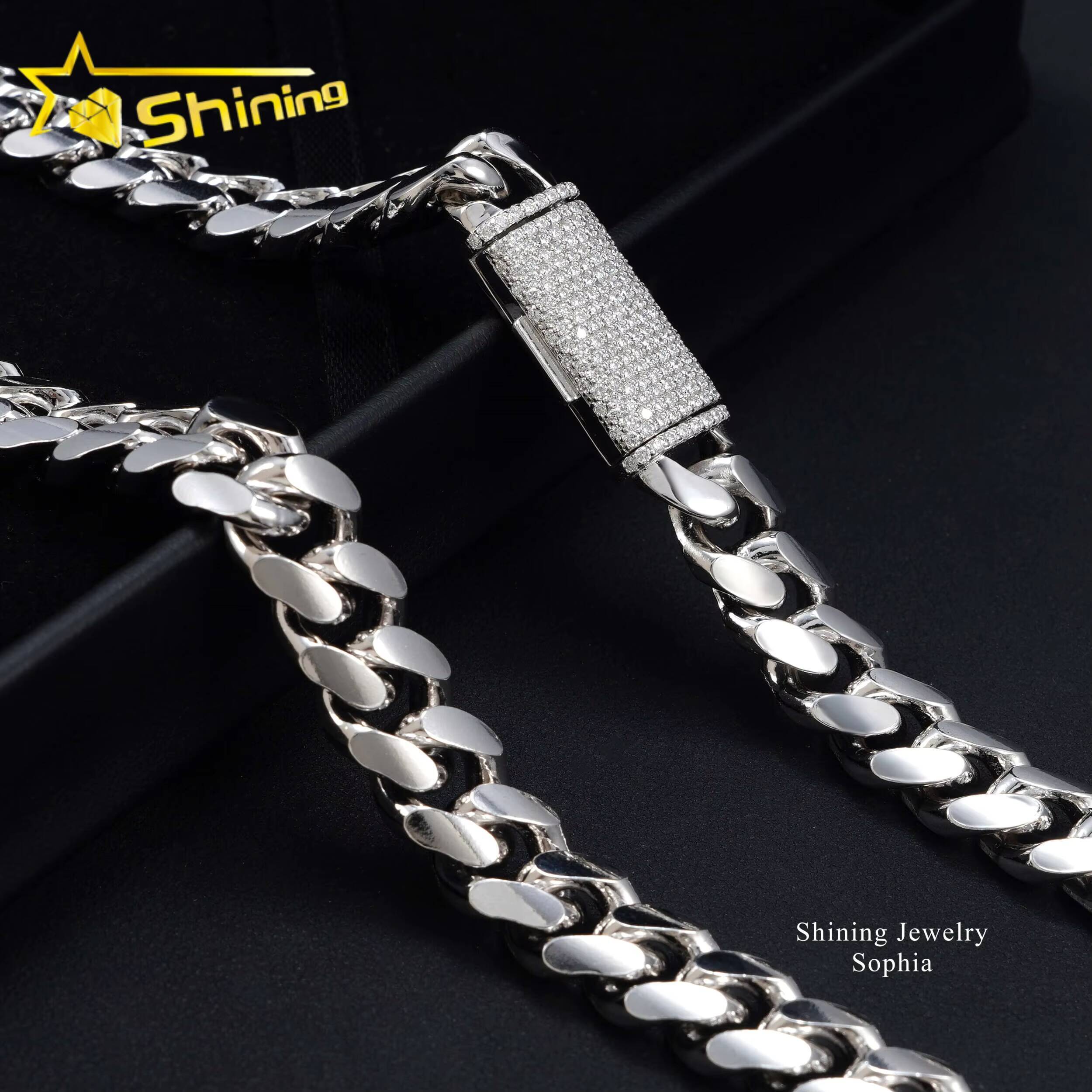 IGI Certified Customized Trend Iced Out Clasp Lab Grown Diamond Necklace Hip Hop Sterling Silver 12MM Miami Cuban Link Chain