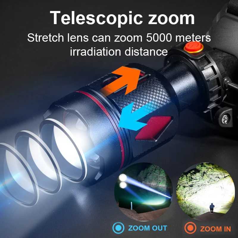 Most Powerful LED Headlamp Long Shot 4000 Meter Rechargeable Headlight 800W High Power Head Flashlight Fishing Head Lamp Lantern J250925
