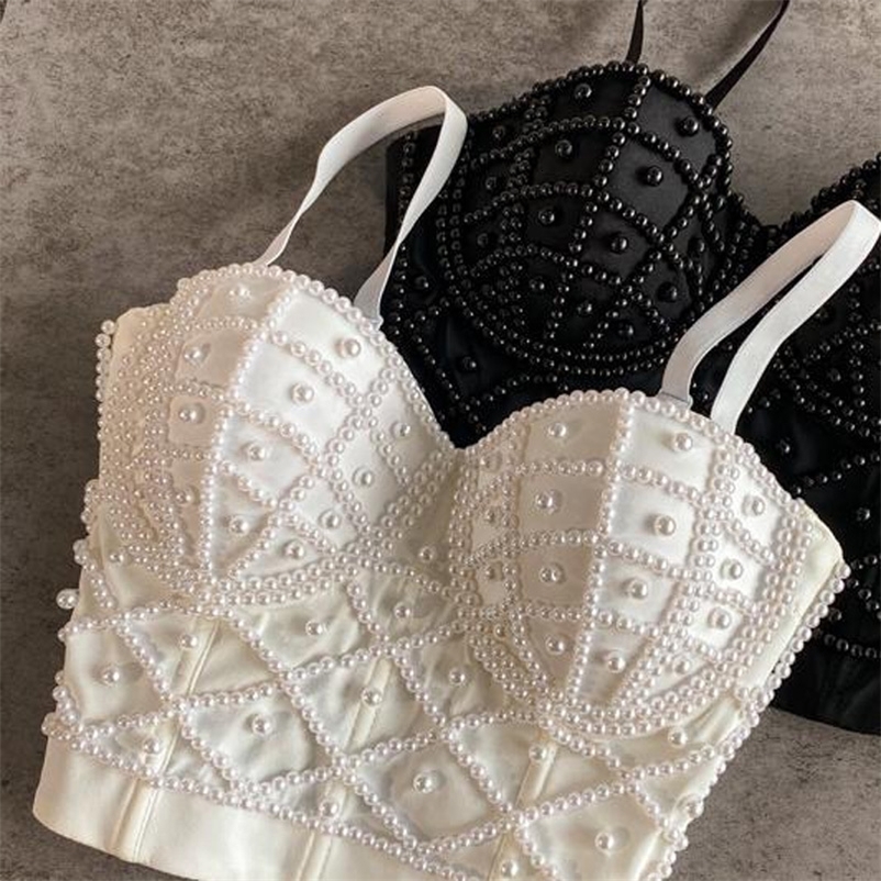 Camisoles Tanks Full Beading Female Corset Top Camis Tops Nightclub Sexy Short Chest Binder Camisole Women Mujer Push Up Tube Bra Debardeur 230518