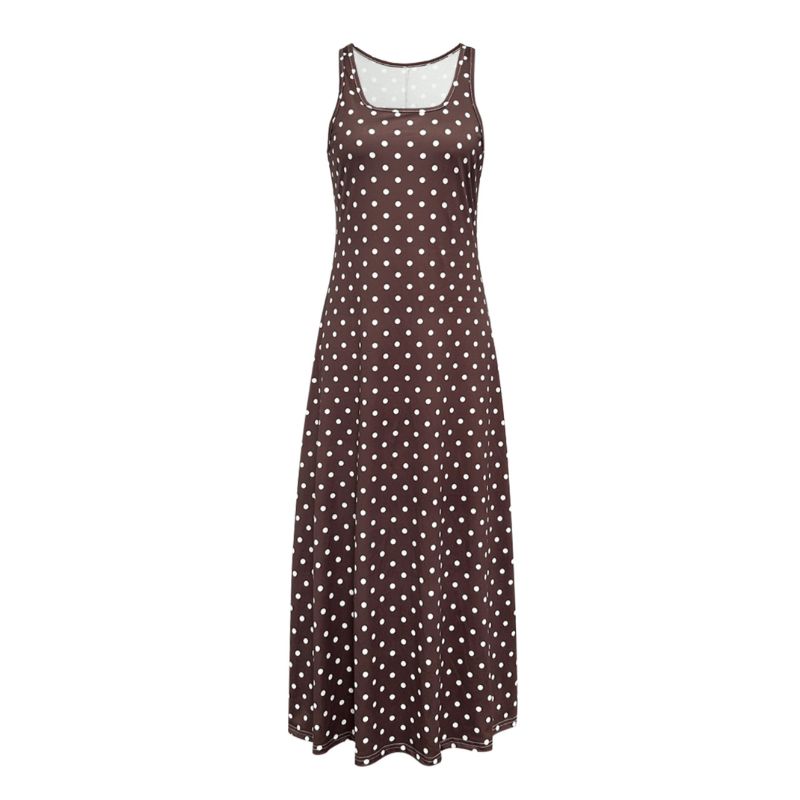 Women's Spring & Summer Polka Dot Elegant Midi Dress, Milk Silk Versatile Casual Commute Dress-CF55048